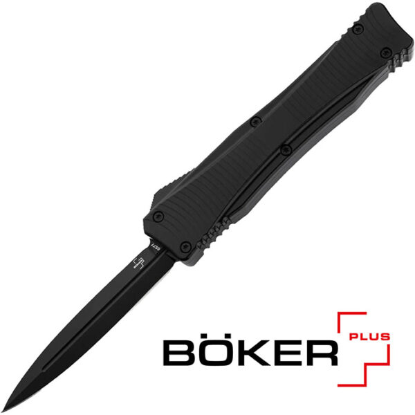 Dagger D2 2.0 3.39 inch Spear Point Black Dual Plain Edge Black Handle