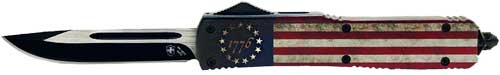 TEMPLAR KNIFE SLIM OTF BETSY – ROSS FLAG 3.1″ BLACK DROP PNT