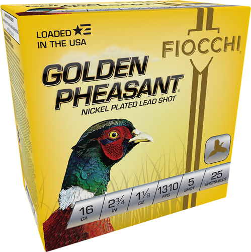 FIOCCHI GOLDEN PHEASANT 16GA – 2.75″ 1-1/8 #5 25RD 10BX/CS