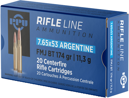 PPU 7.65X53 ARGENTINE MAUSER – 174GR FMJ 20RD 10BX/CS