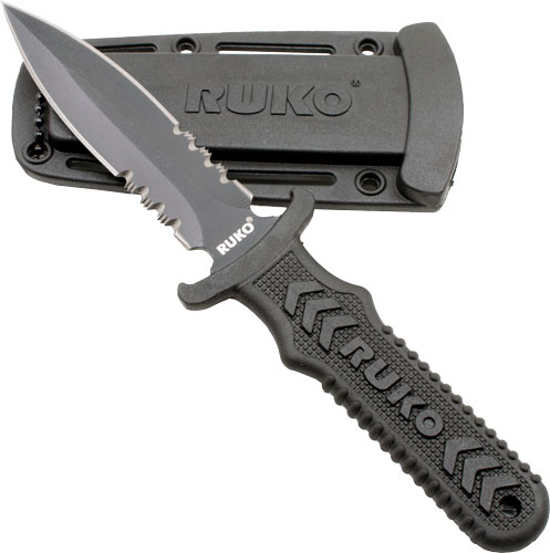 RUKO FIXED BLADE BOOT KNIFE 4″ – SPEAR SERRATED CLAMSHELL