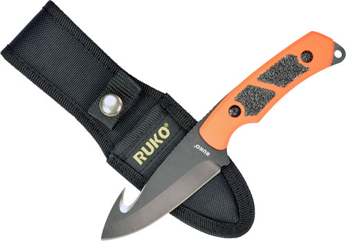RUKO FIXED BLADE SKINNER 3.25″ – BLAZE ORANGE HANDLE CLAMSHELL