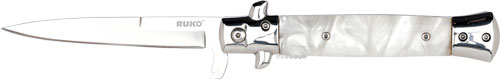 RUKO FOLDER SPRING ASSISTS 4″ – WHITE PEARL ACRYLIC HANDLE