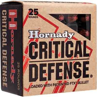 HORNADY CRITICAL DEFENSE – 380 ACP 90GR FTX 25RD 10BX/CS