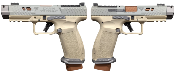 CANIK TTI COMBAT SUGA BEAR CHAMPAGNE/TUNGSTEN 9MM PISTOL 4.6″ 2-18RD