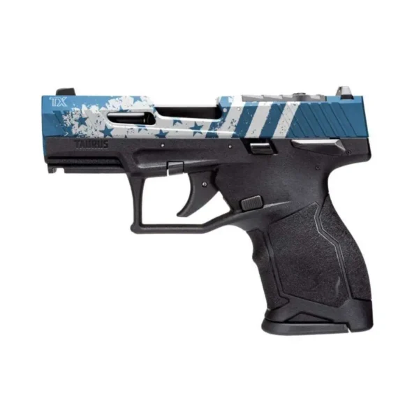 TAURUS TX22 COMPACT 22LR PSTL 3.6″ 2-13RD BLK/BLUE US FLAG