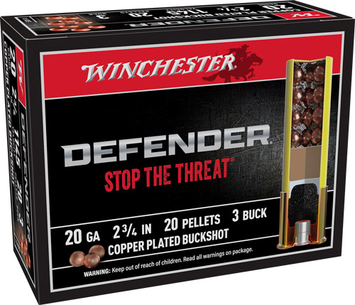 WINCHESTER DEFENDER 20GA 2.75″ – #3 BUCK 20-PELLET 10RD 10BX/CS